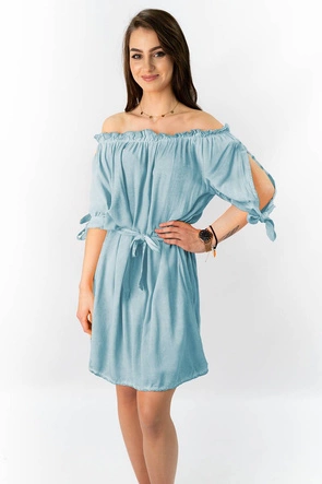 SUKIENKA HISZPANKA Z PASKIEM JASNONIEBIESKA (279ART)