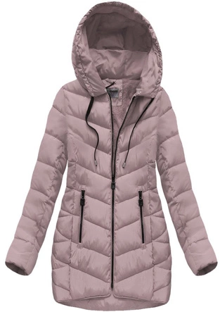 DAMSKA KURTKA ZIMOWA Z KAPTUREM ANTYCZNY RÓŻ (B1039)