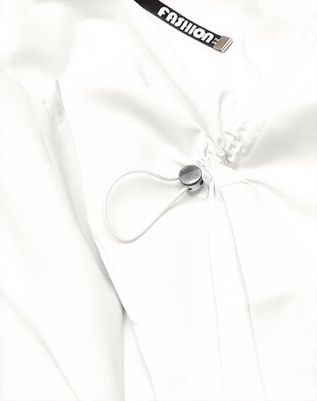 Cienka narzutka damska z kapturem śmietana (B8118-26)