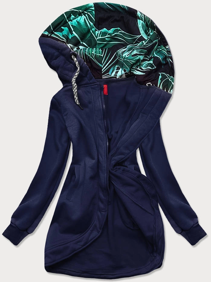 Długa damska bluza rozpinana granatowa (AMG815)