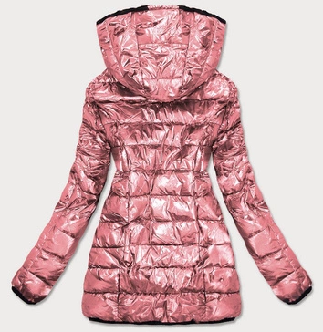 BŁYSZCZĄCA DWUSTRONNA KURTKA DAMSKA RÓŻOWA (B9543-13)