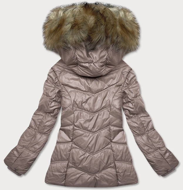 Pikowana przejściowa kurtka damska cappuccino (H-205)