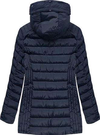 PIKOWANA DAMSKA KURTKA ZIMOWA Z KAPTUREM GRANATOWA (B2630-30)
