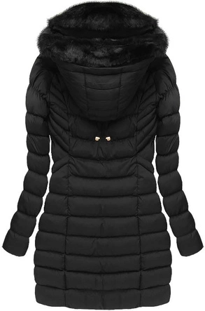 PIKOWANA KURTKA Z KAPTUREM CZARNA (W821)