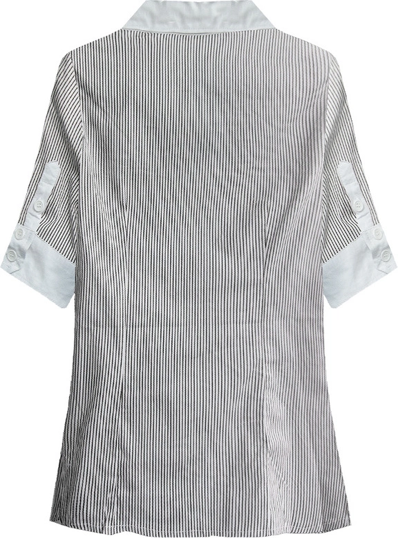 KOSZULA Z KRÓTKIM RĘKAWEM BIAŁO-CZARNA (6011)