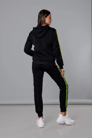 Dres damski z lampasami czarny-limonka (KK0057)