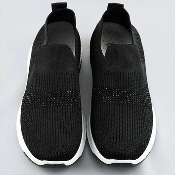 Ażurowe buty damskie z cyrkoniami czarne (c1057)