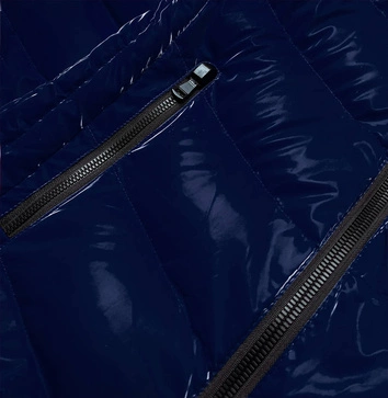 Błyszcząca kurtka damska z ozdobną podszewką niebieska (xw810x)