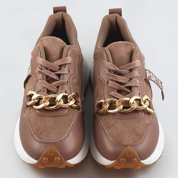 Buty sportowe z łańcuchem brązowe (n-206)