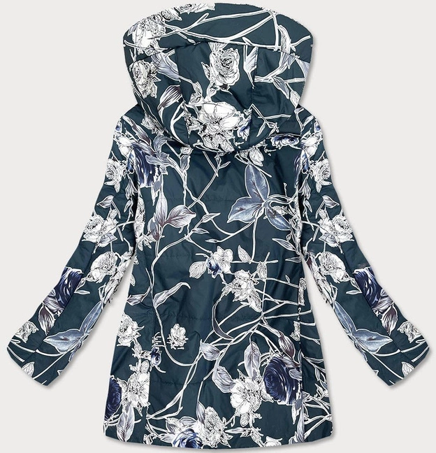 DAMSKA KURTKA W KWIATY BUTELKOWA ZIELEŃ (7715)