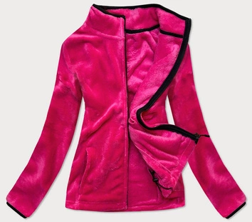 PLUSZOWA DAMSKA BLUZA ZE STÓJKĄ RÓŻOWO-CZARNA (HH002-51-1)