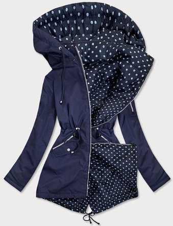 DWUSTRONNA KURTKA DAMSKA GROSZKI GRANATOWA (MM70)