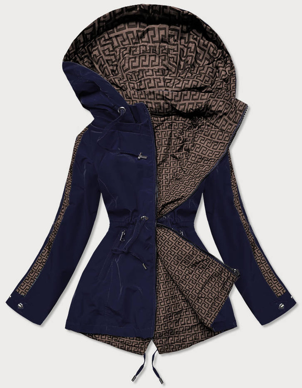 Dwustronna kurtka damska granatowo-brązowa (w582)