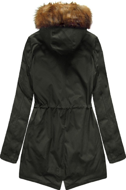 Dwustronna zimowa parka damska z kapturem army-szara (b2636)
