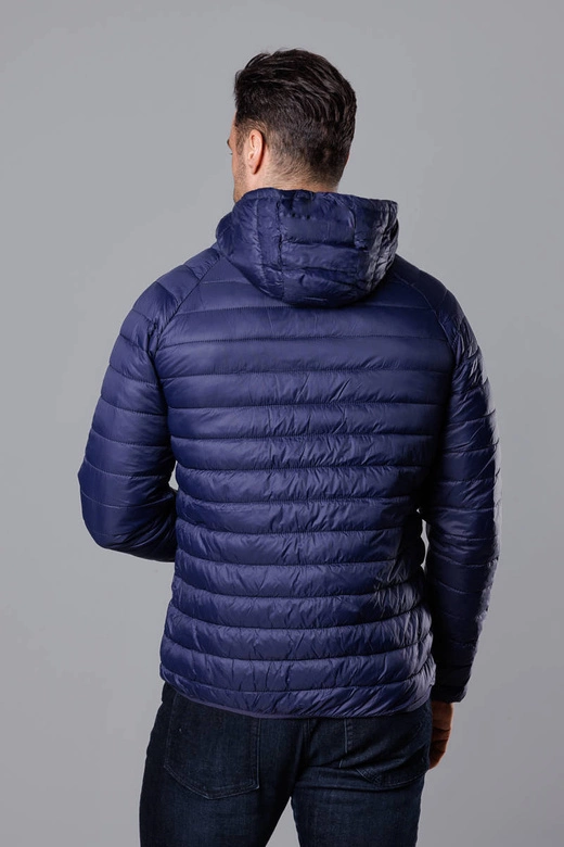 Pikowana kurtka męska z kapturem granatowa (HM112-4)
