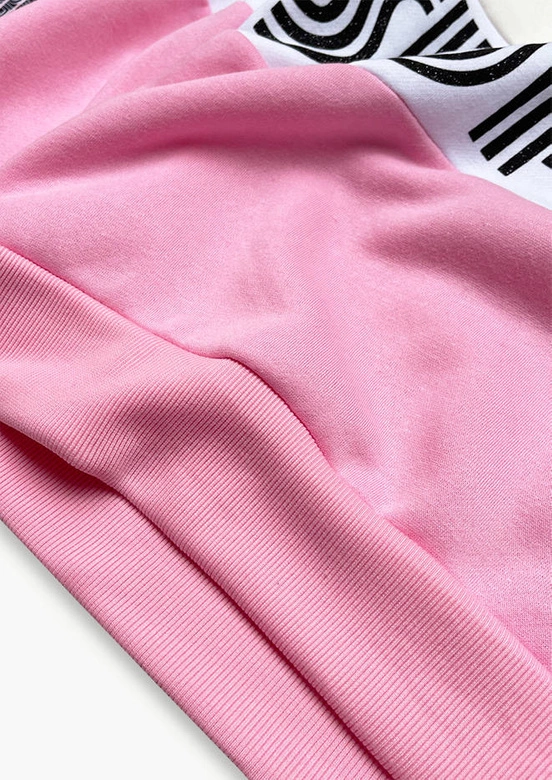 Bluza sportowa damska z rozpinaną stójką ecru-jasny róż (26019)