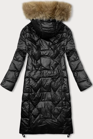 Długa kurtka pikowana damska Glakate czarna (LU-2203)