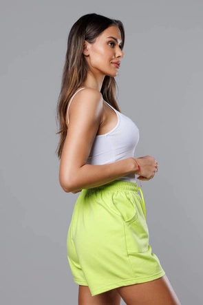Dresowe spodenki damskie limonka (8K950-72)
