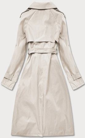 Dwurzędowy trencz z paskiem jasny beż (ag3-011)