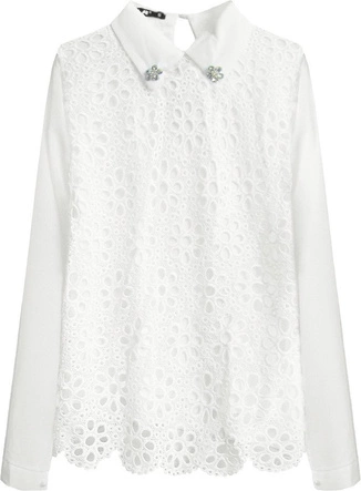 ELEGANCKA BLUZKA Z KOŁNIERZYKIEM BIAŁA (X6317X)