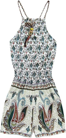 WZORZYSTY KRÓTKI KOMBINEZON ZIELONY (2601)