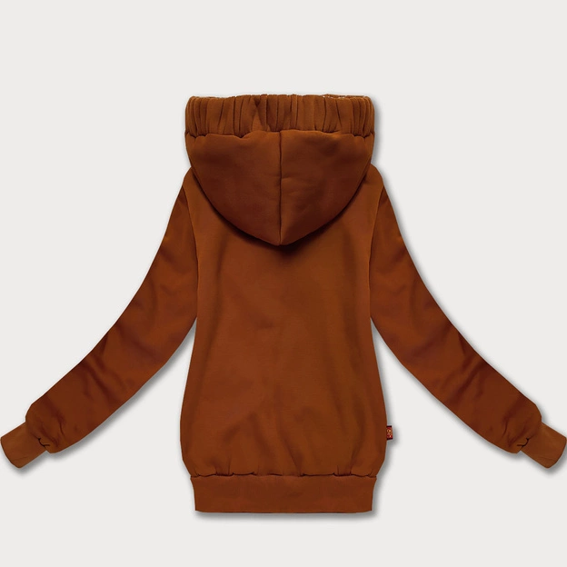 Dopasowana bluza damska z asymetrycznym zamkiem LHD karmelowa (AMG-61)