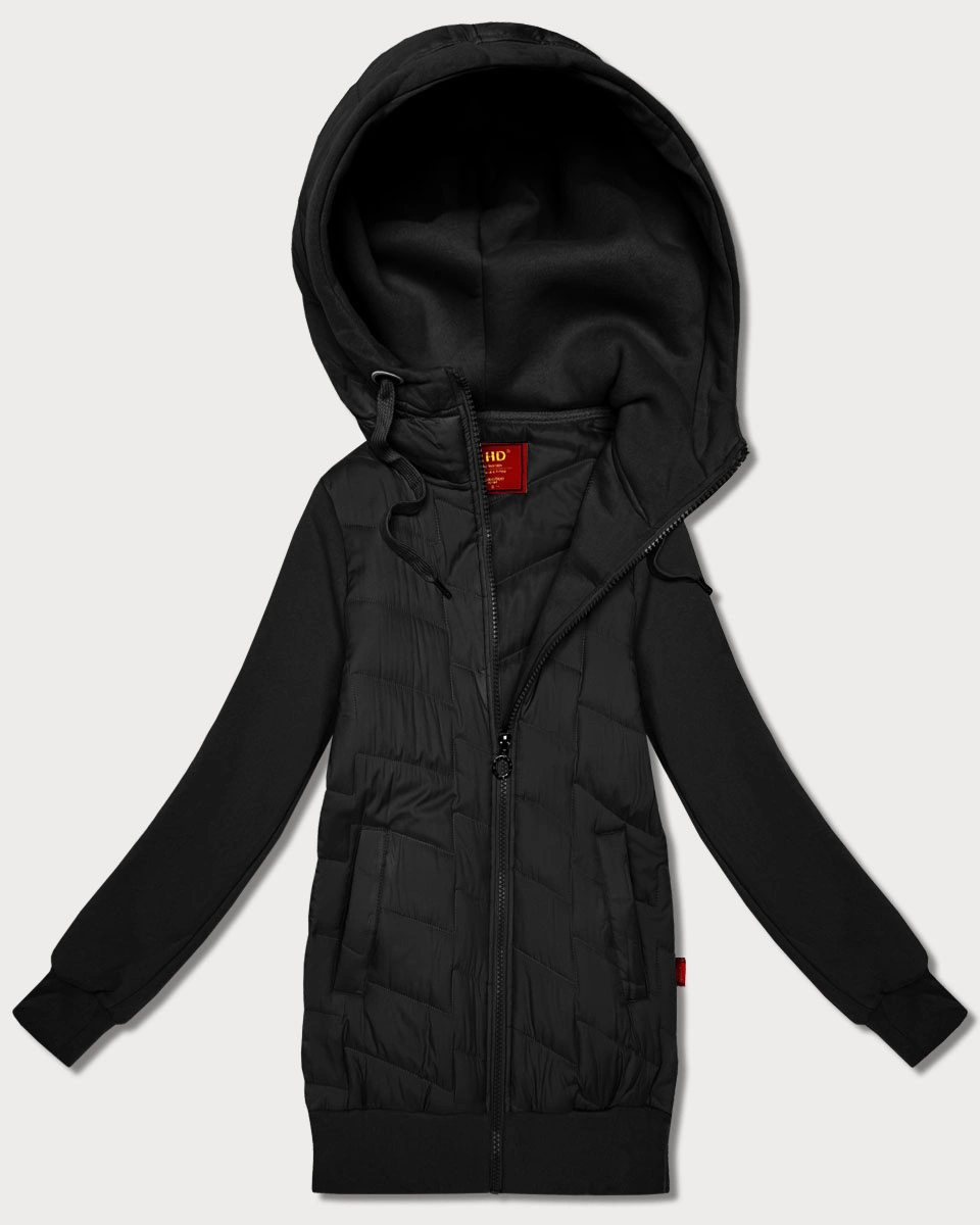 Damska bluza z kapturem z łączonych materiałów Goodlookin czarna (AMG-175)