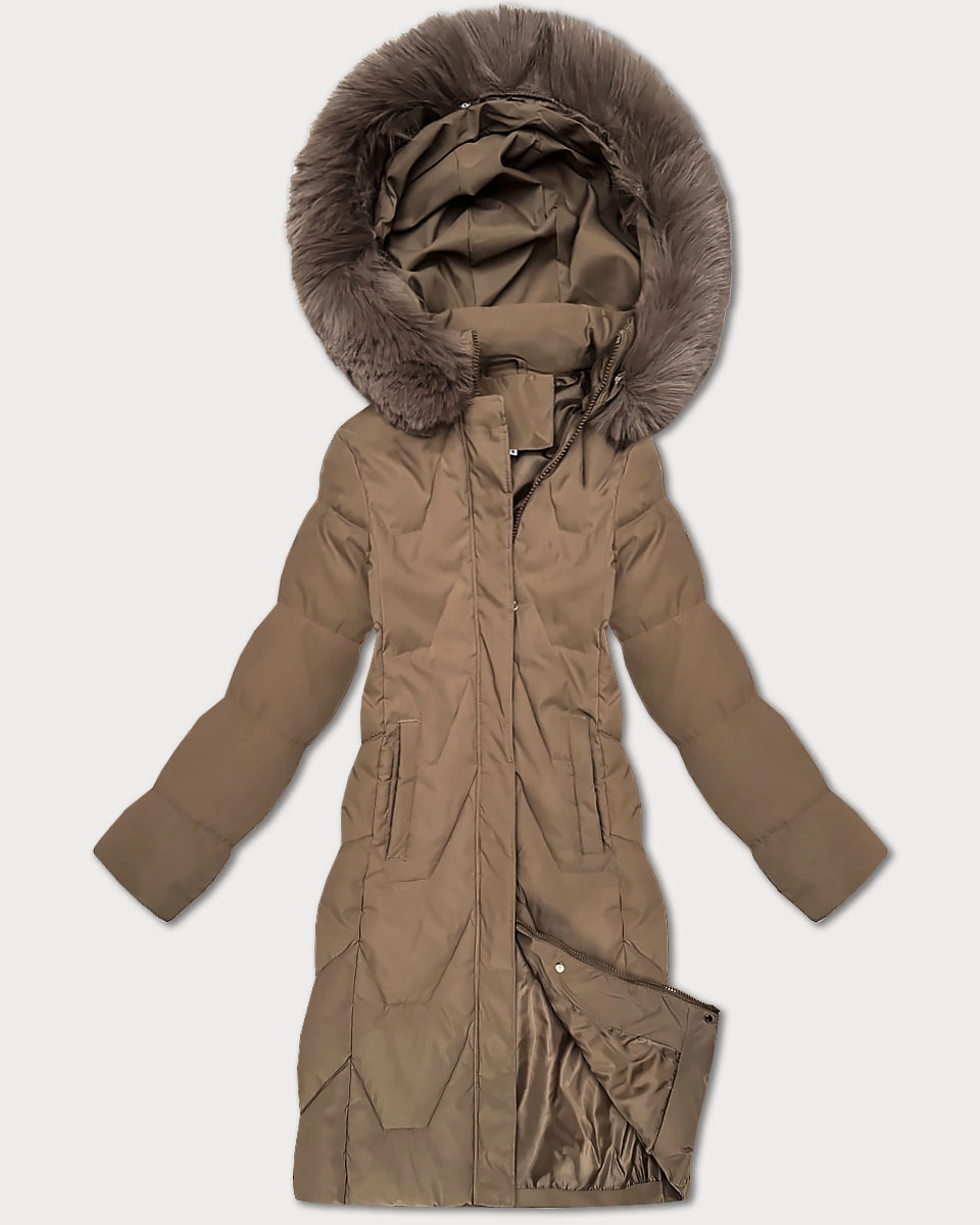 Damska kurtka zimowa z kapturem J Style camel (16M9201-84)