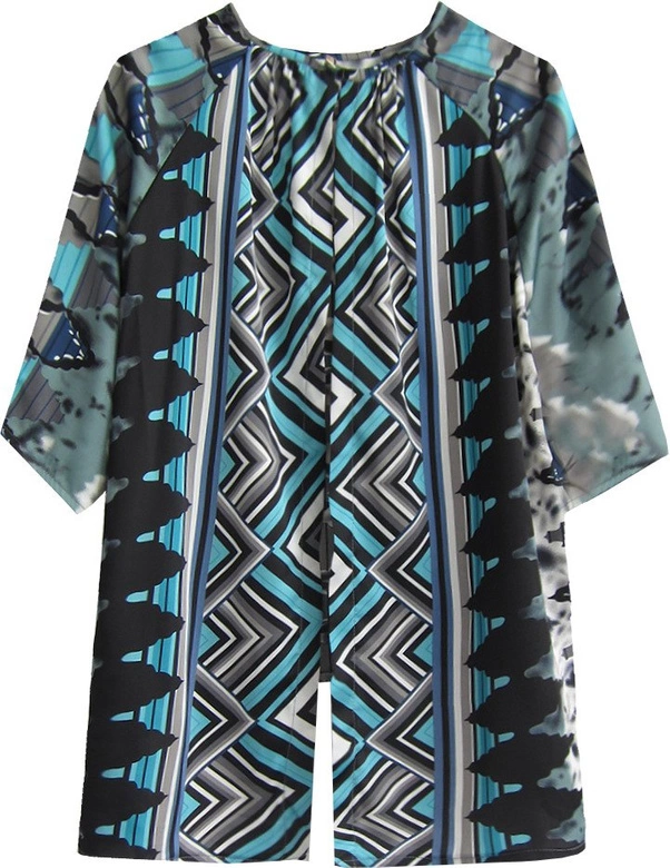 BLUZKA Z ROZCIĘCIEM NA PLECACH TURKUSOWA (430ART)