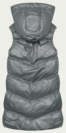 Puchowa długa kamizelka z kapturem szara (5M3183-105)