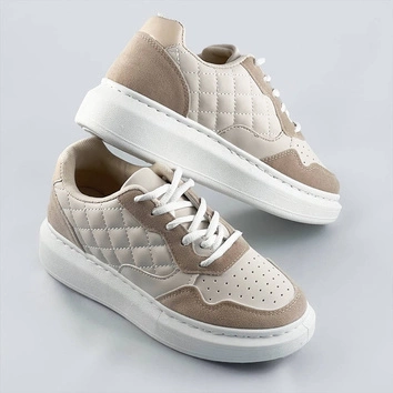 Damskie sznurowane półbuty sportowe beżowe (rc-50)