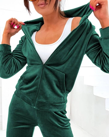 Dres damski z rozpinaną bluzą butelkowy zielony (829)