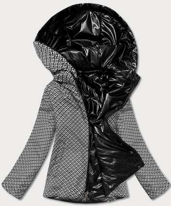 Krótka błyszcząca kurtka damska czarna (w586-1)