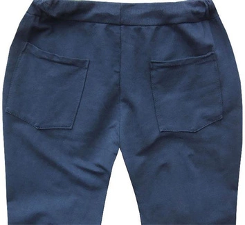 BAWEŁNIANE SPODNIE Z ROZCIĘCIAMI CIEMNONIEBIESKIE (9204)