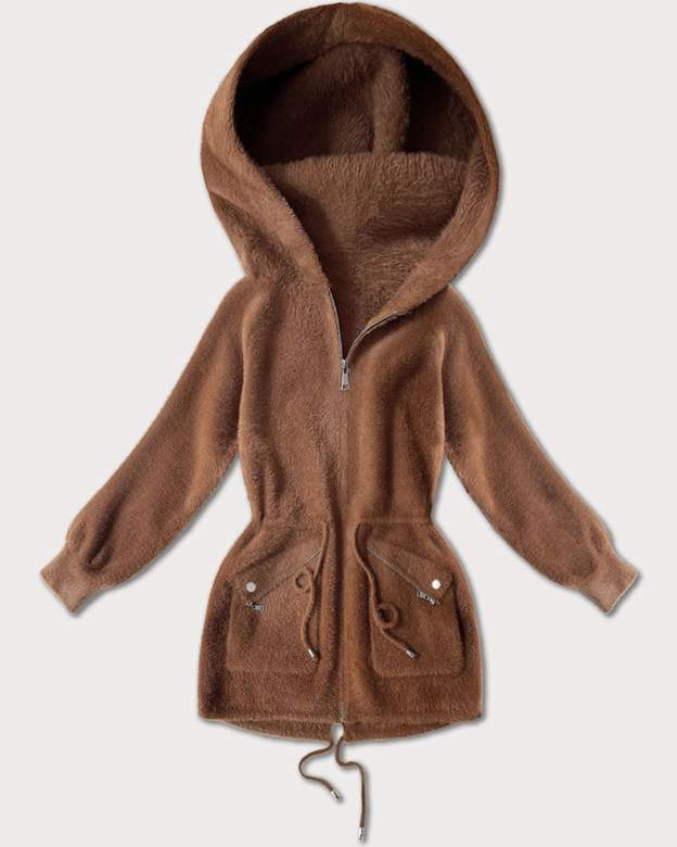 Narzutka alpaka z kieszeniami karmelowa (W010#)