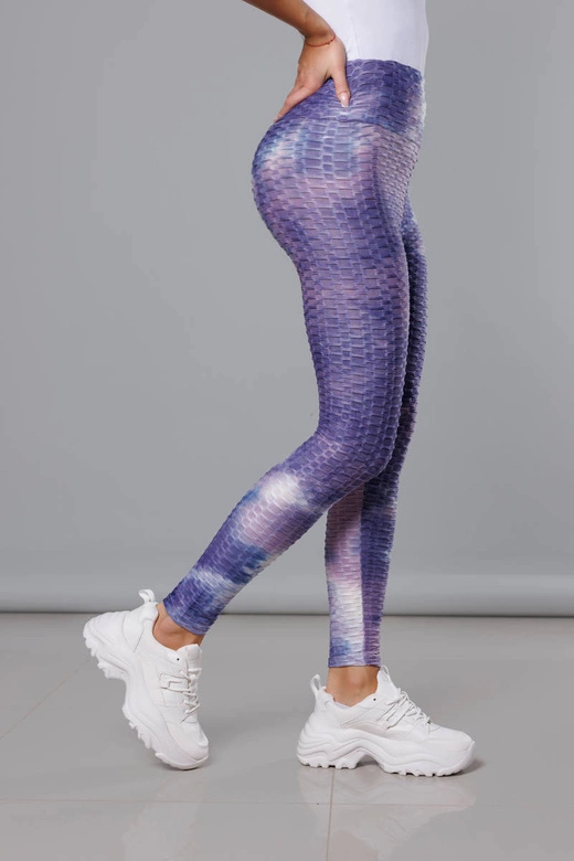 Legginsy z motywem tie dye fioletowe (YW88025)