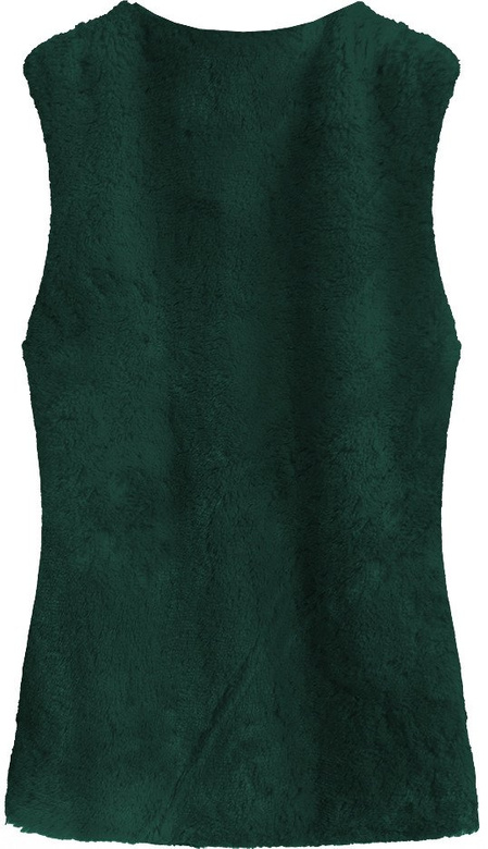 KAMIZELKA ZE SZTUCZNEGO FUTERKA CIEMNOZIELONA (525ART)