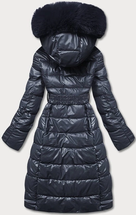 DŁUGA KURTKA ZIMOWA DAMSKA GRANATOWA (TY040-2)