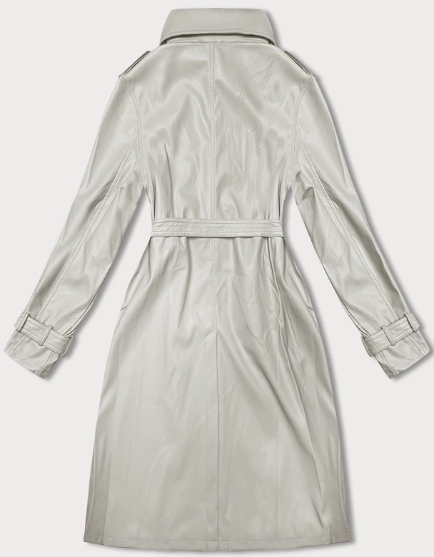 Luźny płaszcz damski ze skóry ekologicznej J Style zimny beż (11Z8101)