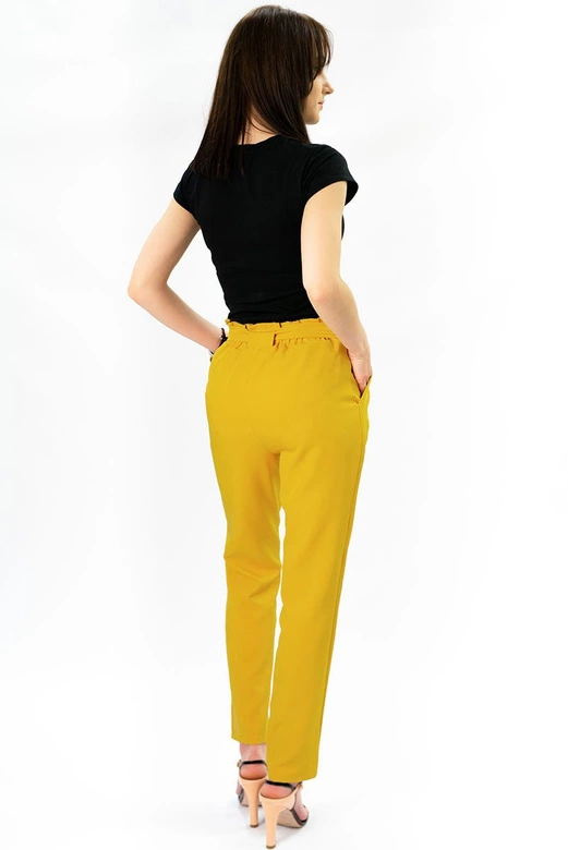 SPODNIE CHINOS Z PASKIEM ŻÓŁTE (295ART)