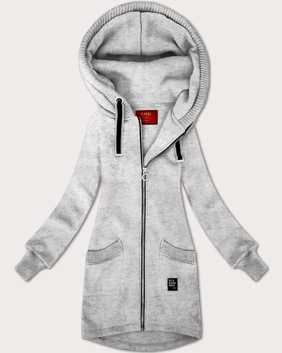 Damska bluza ze swetrowymi wstawkami LHD jasny szary (AMG-172A)