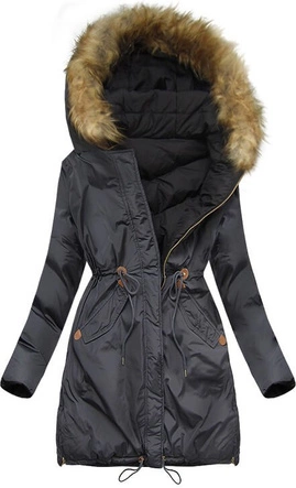 DWUSTRONNA PARKA Z KAPTUREM GRAFITOWO-CZARNA (MODEL16)
