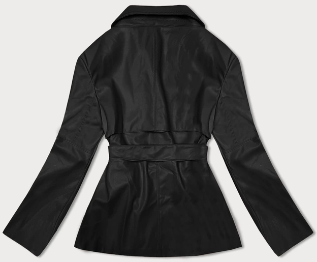 Krótki trencz ze skóry ekologicznej J Style czarny (11Z8102)