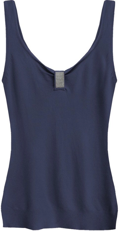 SWETERKOWA BLUZKA NA RAMIĄCZKACH GRANATOWA (1125)