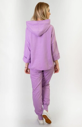 BAWEŁNIANY KOMPLET SPORTOWY DAMSKI LILAC (609ART)
