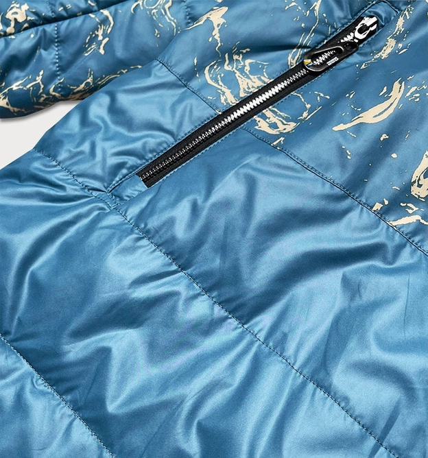 Damska kurtka z nadrukiem niebieska (7769)