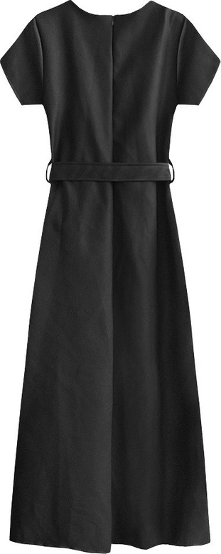 DŁUGA SUKIENKA Z EKOSKÓRY CZARNA (504ART)