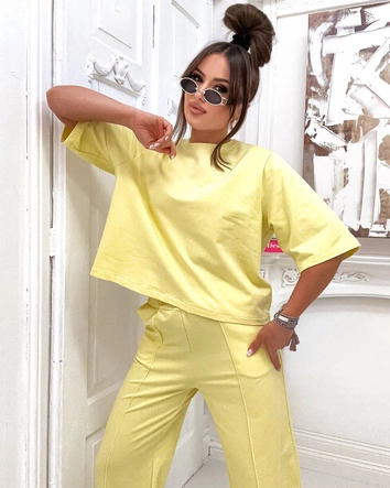 Bawełniany komplet oversize żółty (82188)