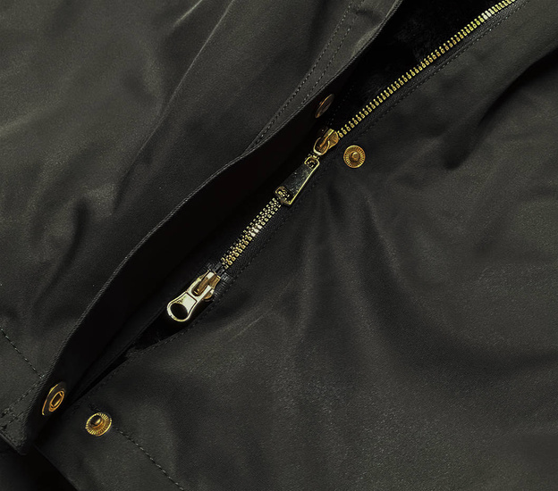 Damska kurtka parka zimowa z kapturem khaki (b531-11)