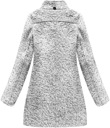 PŁASZCZ Z ASYMETRYCZNYM ZAMKIEM BIAŁY MELANŻ (174ART)